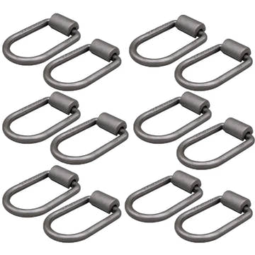 12 Pack - 1/2" Heavy-Duty Weld-On Extended Forged D-Ring with Mounting Bracket