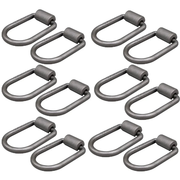 12 Pack - 1/2" Heavy-Duty Weld-On Extended Forged D-Ring with Mounting Bracket