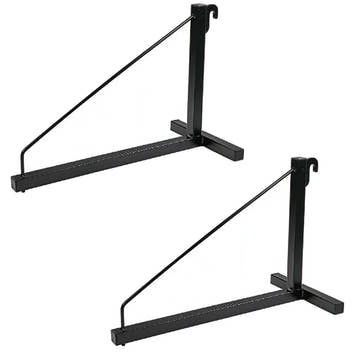 2 Pack - 1-Level Shipping Container Shelf Bracket with Hooks