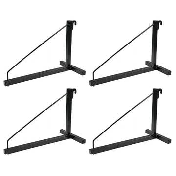 4 Pack - 1-Level Shipping Container Shelf Bracket with Hooks