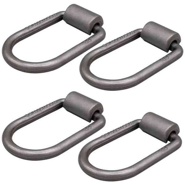4 Pack - 1/2" Heavy-Duty Weld-On Extended Forged D-Ring with Mounting Bracket