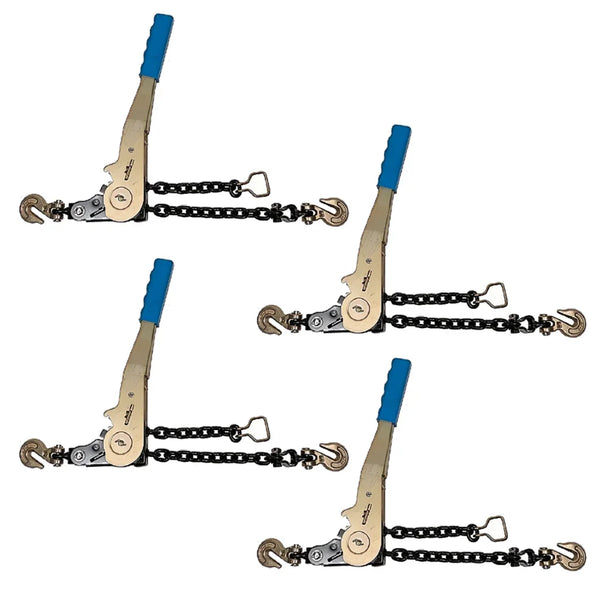 4 Pack of 1/4"-5/16" Ratcheting Chain Binder – Easy Chain Ratchet Load Binder | 2,500 lbs WLL