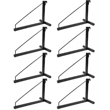 8 Pack - 1-Level Shipping Container Shelf Bracket with Hooks