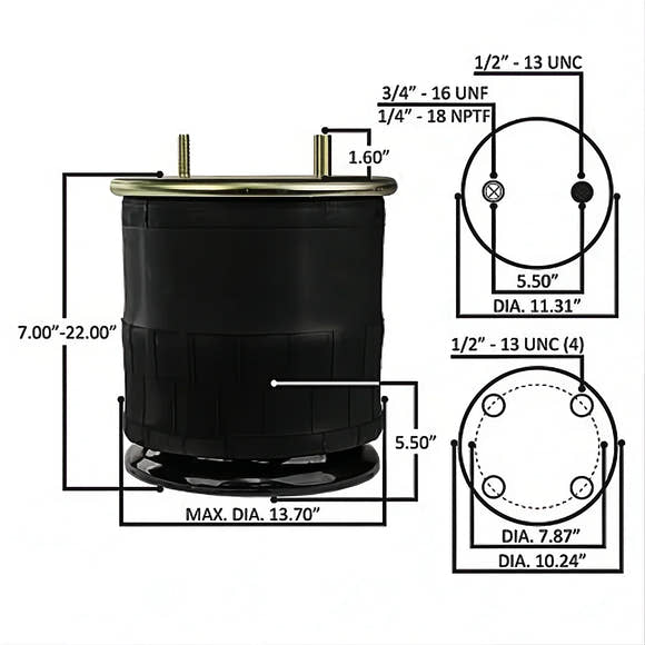 Air Spring, Replaces Firestone W01-358-9121, Goodyear 1R13-039 | FleetRun FR-SPSN976