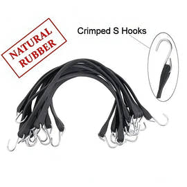 Bungee Straps with Crimped Hooks – Heavy-Duty Natural Rubber Tie Downs (50 Pack)
