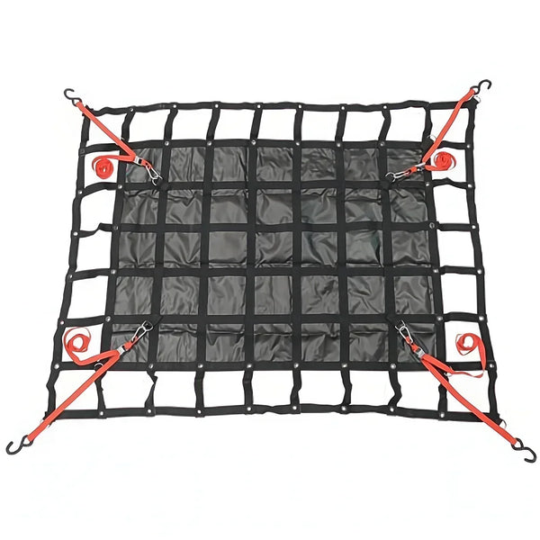 Heavy Duty 18 Oz Truck Bed Vinyl Cargo Net with Ratchet Straps and D-Rings