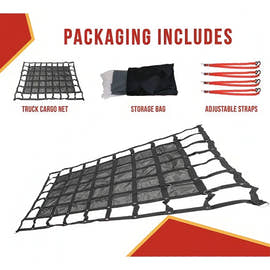 Heavy Duty 18 Oz Truck Bed Vinyl Cargo Net with Ratchet Straps and D-Rings