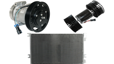 FleetRun A/C compressors, blower motors, A/C condensers, evaporators, heater cores for Volvo, Freightliner, Peterbilt, Kenworth, International and Western Star