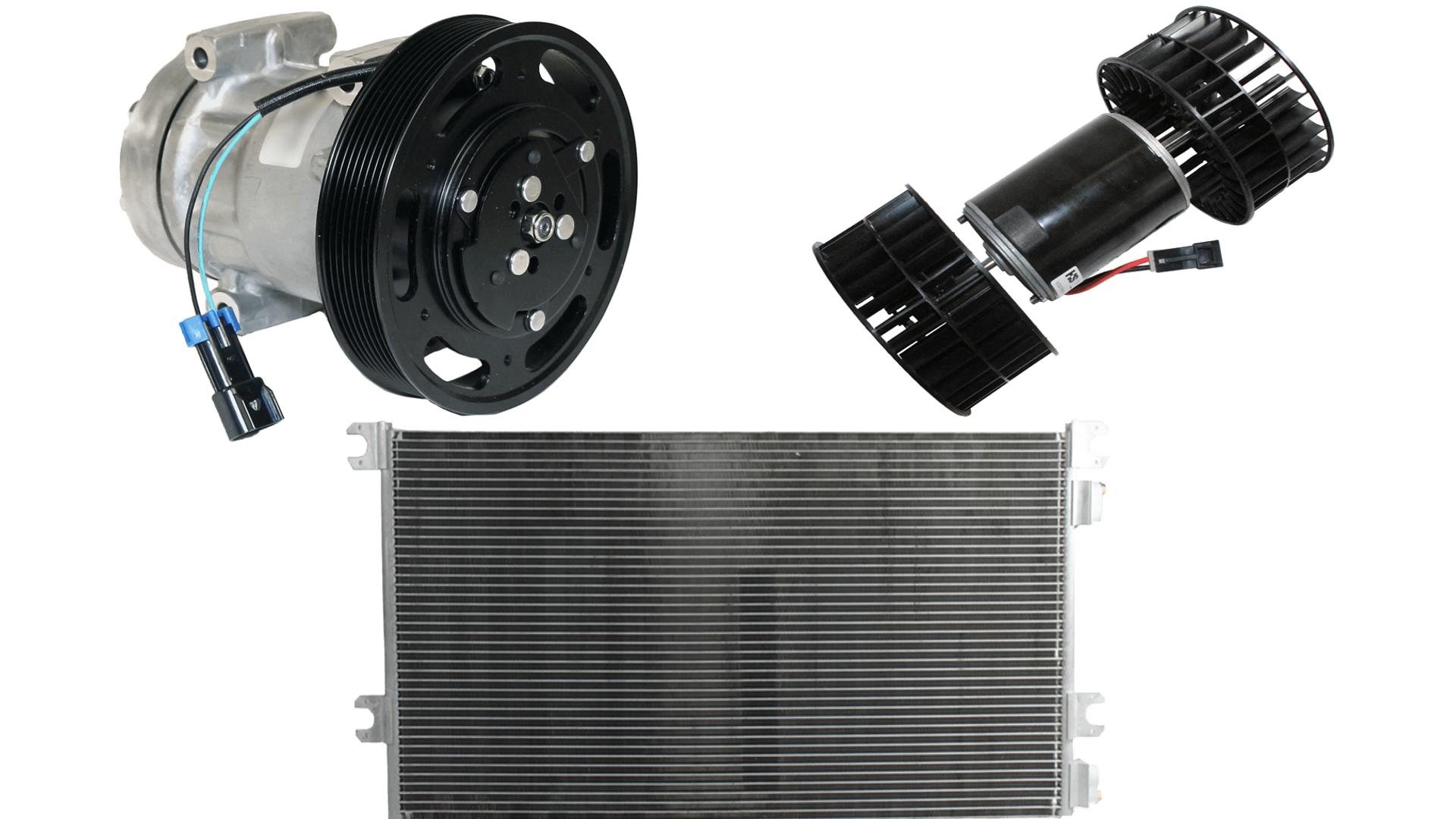 FleetRun A/C compressors, blower motors, A/C condensers, evaporators, heater cores for 2014-2023+ Kenworth T880