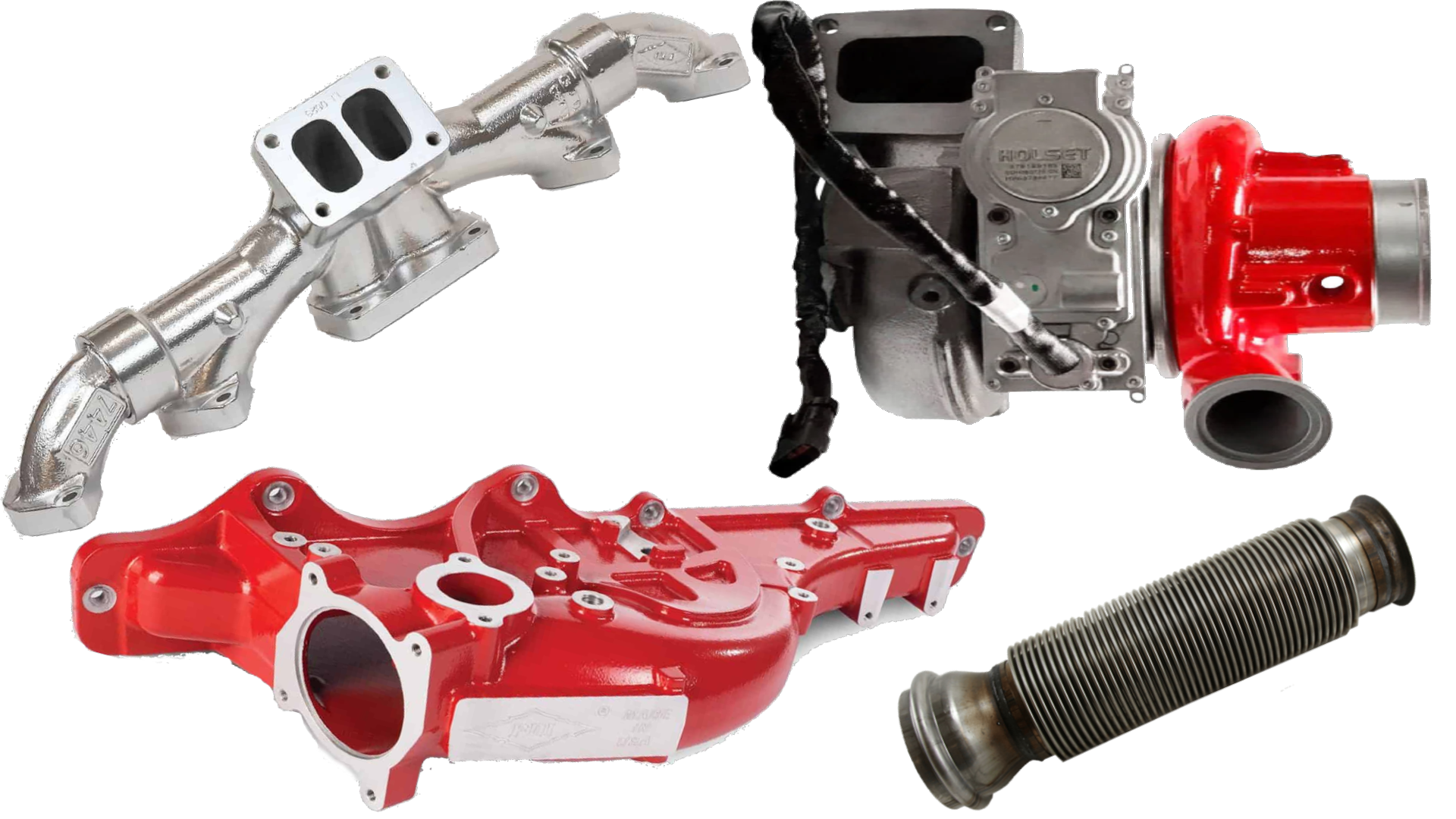 FleetRun charge air coolers, exhaust bellows, turbochargers, gaskets, clamps, sensors for Volvo, Freightliner, Peterbilt, Kenworth, International, Mack and Western Star