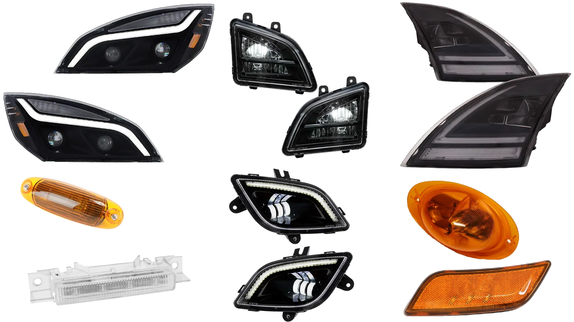 FleetRun headlights, fog lights, marker lights, cab lights, tail lights, LED lights, 7 way ABS cables for 1997-2003, 2004-2018, 2018-2023 Volvo VNL