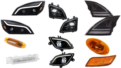 FleetRun headlights, fog lights, marker lights, cab lights, tail lights, LED lights, 7 way ABS cables for Volvo, Freightliner, Peterbilt, Kenworth, Mack, International and Western Star