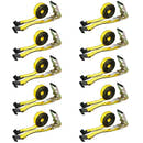 10 Pack - 2" x 27' Ratchet Strap with Flat Hook – Tie Down Strap for Trailers