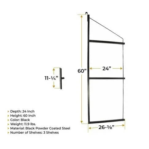 3-Level Shipping Container Shelf Bracket – 24" D x 60" H, Adjustable Shelf System for Cargo Containers