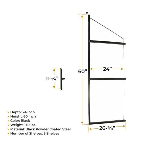 3-Level Shipping Container Shelf Bracket – 24" D x 60" H, Adjustable Shelf System for Cargo Containers