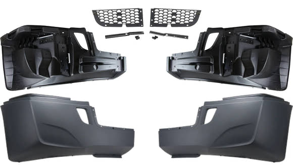 Complete Bumper Assembly | Without Fog Light Holes | 2018+ Freightliner Cascadia | Freightliner A21-29370-000 / A21-29370-002 / A21-28979-036 | FleetRun FR-BODY724