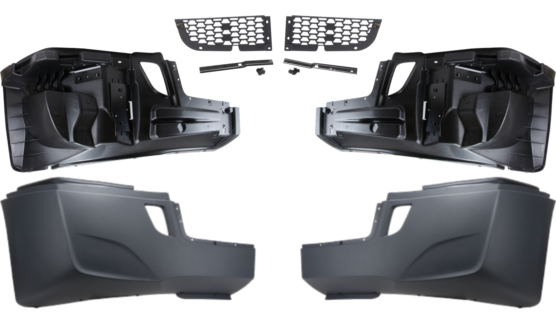 Complete Bumper Assembly | Without Fog Light Holes | 2018+ Freightliner Cascadia | Freightliner A21-29370-000 / A21-29370-002 / A21-28979-036 | FleetRun FR-BODY724