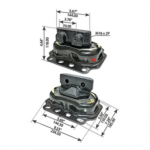 Rear Engine Mount for Peterbilt, Replaces Paccar 12448TBG, Automann M17499 | FleetRun FR-ENGN460 - Pack of 2