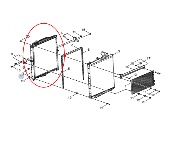 Radiator | 1997-2007 Volvo VNL | Volvo 20984815 / 20733351 / 20485886 / 20516414 / 20516418 / 20700605 | FleetRun FR-COOL452