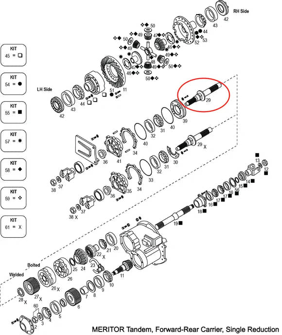 Input Shaft ~ Without Pump | Power Divider / Differential | Meritor A3297R1604 | FleetRun FR-DVTN440