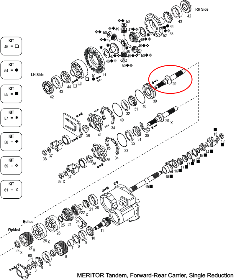 Input Shaft ~ Without Pump | Power Divider / Differential | Meritor A3297R1604 | FleetRun FR-DVTN440