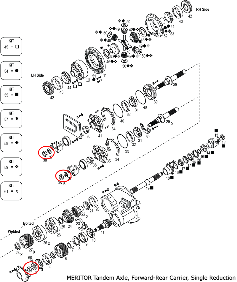 Pinion Nut & Washer Kit | Differential / Axle |  Meritor KIT-2638 | FleetRun FR-DVTN853