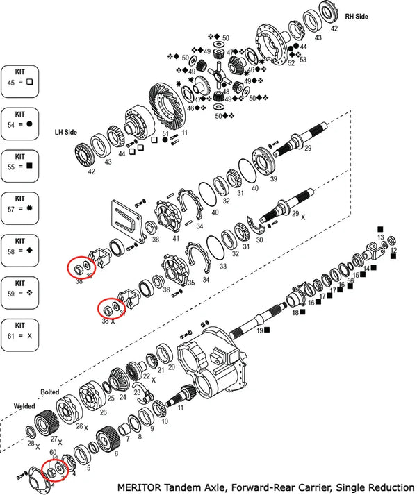 Pinion Nut & Washer Kit | Differential / Axle | Meritor KIT-2638 | Fle ...