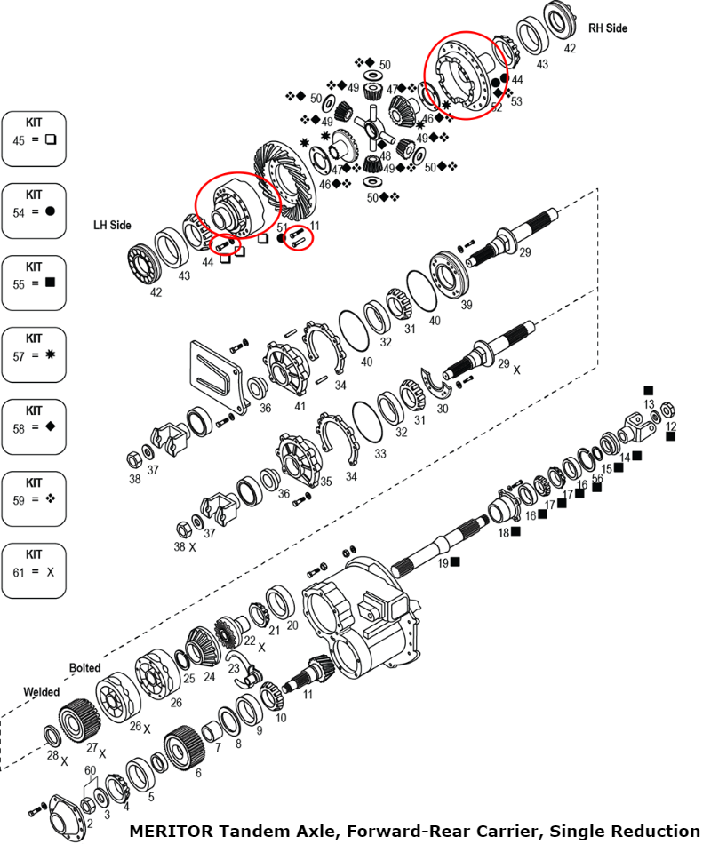 Differential Case Kit | Meritor A83235U1841 / A8-3235-U-1841 | FleetRun FR-DVTN945