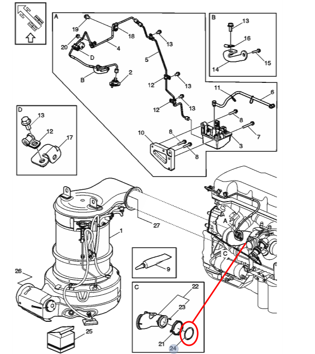 Gasket ~ Turbo Diffuser Pipe | Volvo D13 | Volvo 21007187 | FleetRun FR-EXST086