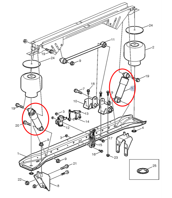 Shock Absorber | Volvo 22662235 ~ Mack 25622373 ~ Gabriel Fleetline 83048 | FleetRun FR-SPSN562